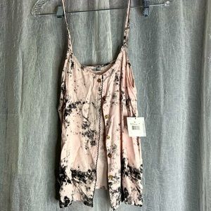 Volcom pink & black tie dye tank top with buttons. Vintage 2000s! New with tags!